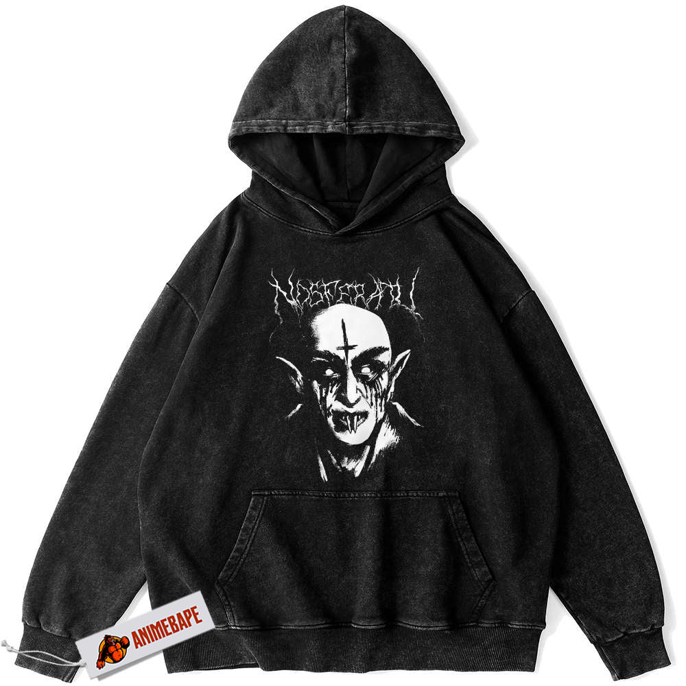 Nosferatu Count Orlok Vintage Hoodie for Halloween and Horror Fans