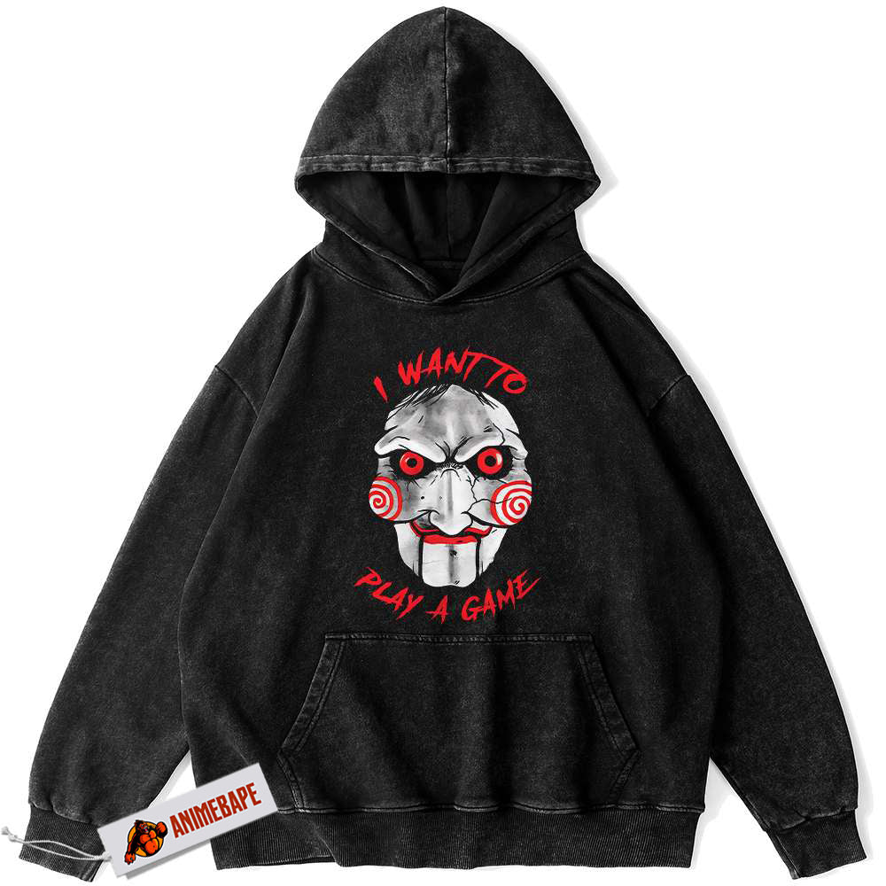 Vintage Jigsaw Horror Hoodie for Halloween Season and Events